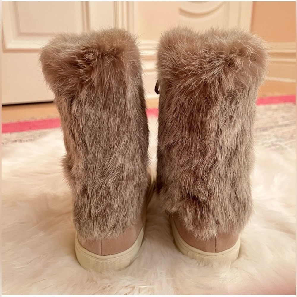 Tory Burch authentic Anjelica Suede and Rabbit Fur Boot Dark Knot sz 9 NEW - Picture 4 of 9